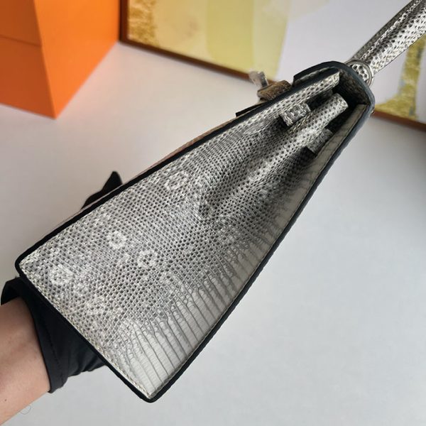 ケリー超N品 エルメス 安いバッグ HERMES ケリー25 外縫い オンブレ リザードナチュラ シルバー金具 2025定価 2513133 - 画像 (8)