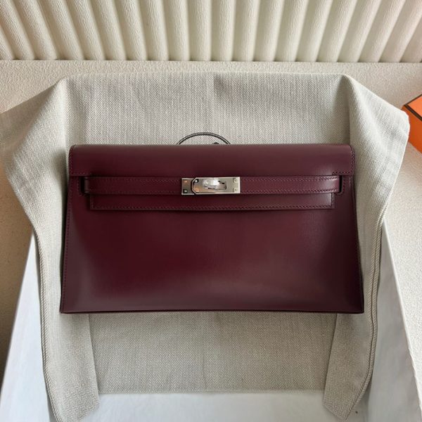 エルメス クラッチバッグ 2WAY HERMES ケリーエラン ボルドー ボックスカーフ シルバー金具 2025定価 2513150 - 画像 (2)