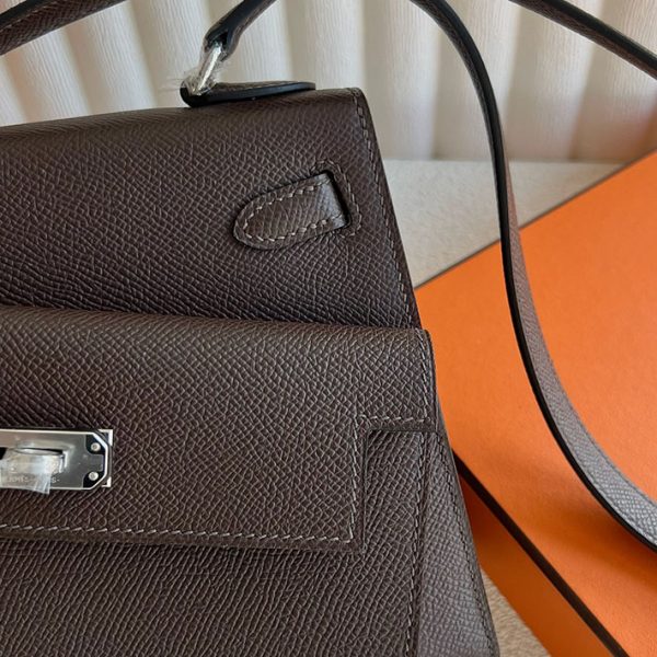 ケリー超N品 エルメス 枠バッグ HERMES ケリー20 無秩序 ショコラ ヴォーエプソン シルバー金具 2025定価 2513189 - 画像 (9)