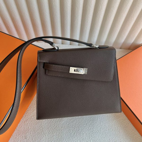 ケリー超N品 エルメス 枠バッグ HERMES ケリー20 無秩序 ショコラ ヴォーエプソン シルバー金具 2025定価 2513189 - 画像 (7)