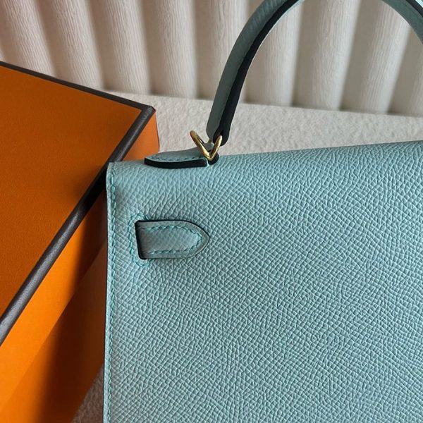 エルメス バッグ 安い順 HERMES ケリーミニ2 外縫い ブルーゼフィール ヴォーエプソン ゴールド金具 2025定価 2513249 - 画像 (6)