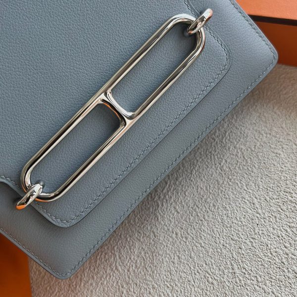 バッグ ブランド 20代 HERMES エルメス ロウリス(ルリ) ミニ ブルーラン エバーカラー シルバー金具 2025定価 2513300 - 画像 (9)