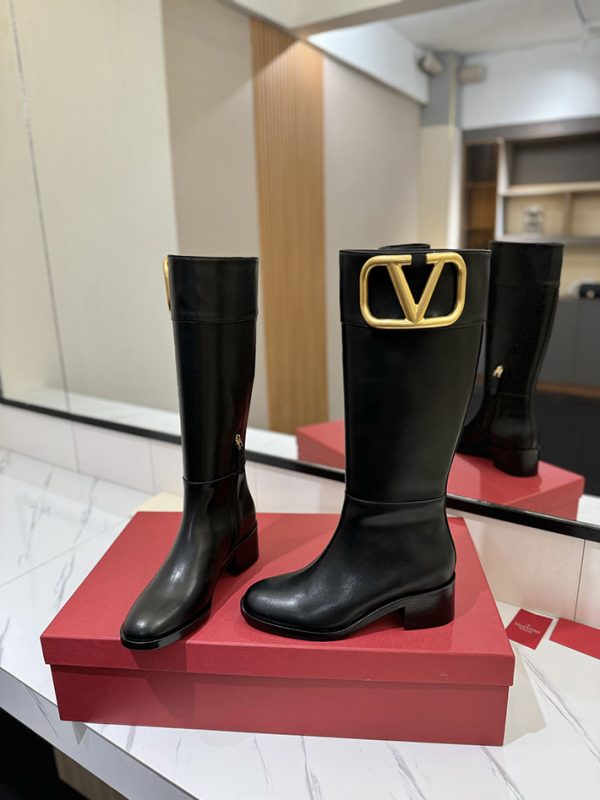 最高級ヴァレンティノスーパーコピー靴 ヴァレンティノブーツコピー VALENTINO ロングブーツ ヒールなし 2412346 ブラック - 画像 (5)