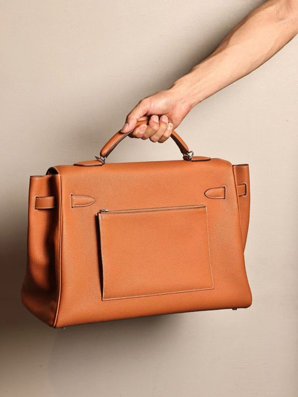 エルメス マキシケリー42 メンズ HERMES ケリー 42cm 内縫い ゴールド トゴ シルバー金具 2412797 - 画像 (7)