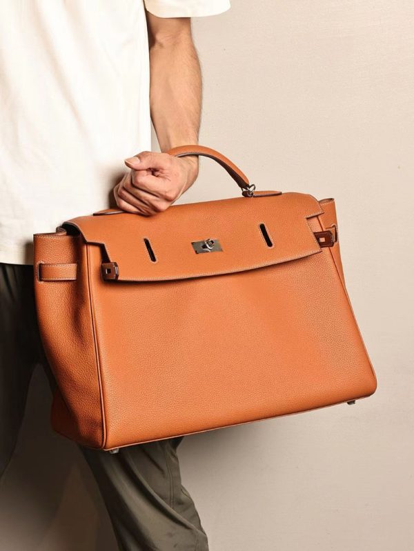 エルメス マキシケリー42 メンズ HERMES ケリー 42cm 内縫い ゴールド トゴ シルバー金具 2412797 - 画像 (6)