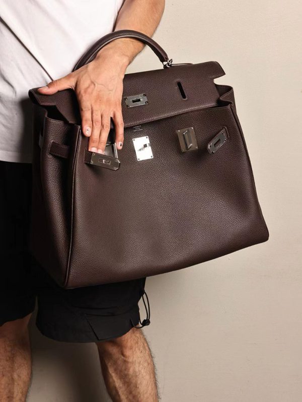 エルメス マキシケリー42 メンズ HERMES ケリー 42cm 内縫い エベンヌ トゴ シルバー金具 2412799 - 画像 (4)