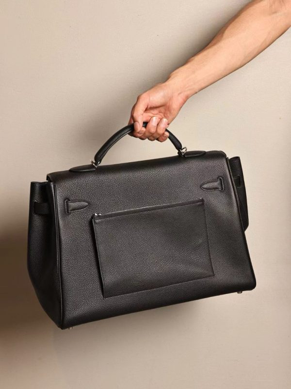 エルメス マキシケリー42 メンズ HERMES ケリー 42cm 内縫い 黒 ブラック トゴ シルバー金具 2412801 - 画像 (2)