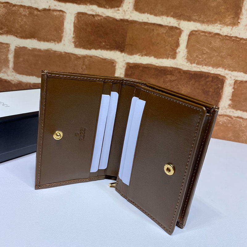 グッチ カードケース アウトレット グッチ ホースビット 1955 カードケース ウォレット 621887 92TCG 8563 ブラウン ゴールド金具 - 画像 (4)