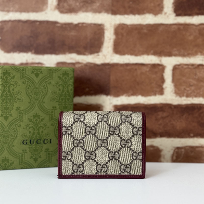 グッチ カードケース アウトレット グッチ ホースビット 1955 カードケース ウォレット 621887 FAD6L 6207 深い赤 ゴールド金具 - 画像 (4)