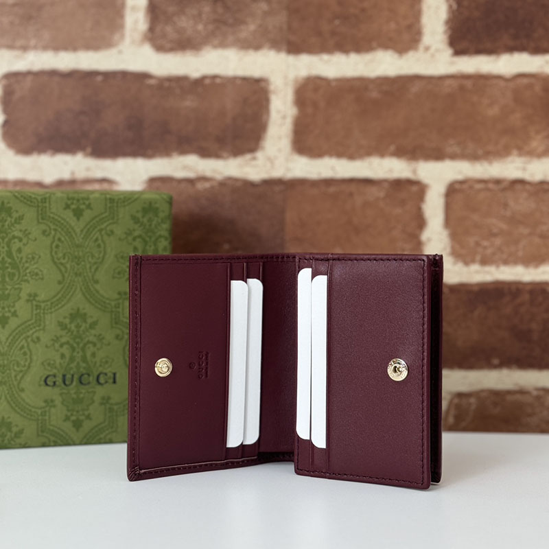 グッチ カードケース アウトレット グッチ ホースビット 1955 カードケース ウォレット 621887 FAD6L 6207 深い赤 ゴールド金具 - 画像 (2)