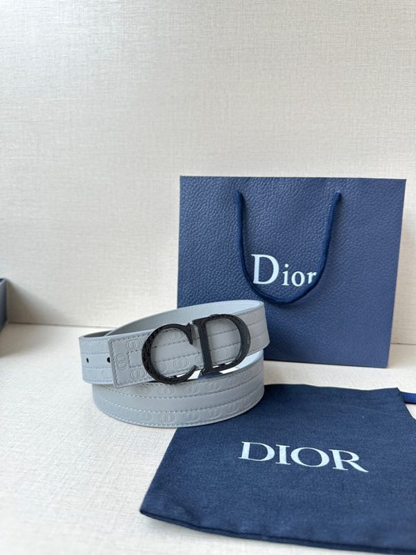 最高級ディオールスーパーコピー ディオールベルトコピー Dior ベルト アウトレット 2515063 スカイブルー シルバー金具 - 画像 (4)