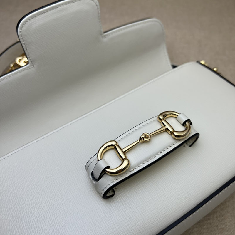 レディースグッチバッグ新作2022 グッチ ホースビット 1955 スモール ショルダーバッグ 735178 1DB0G 9022 ホワイト ゴールド金具 - 画像 (3)