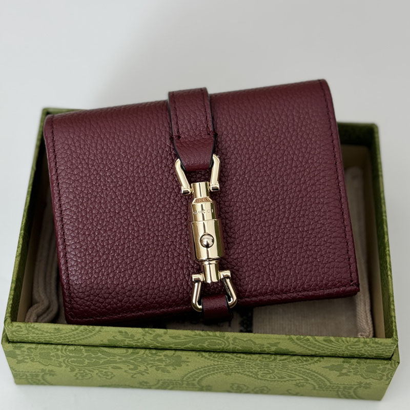 グッチ カードケース 小銭入れ グッチ ジャッキー 1961 カードケース ウォレット 645536 AABXM 6207 深い赤 ゴールド金具 - 画像 (3)