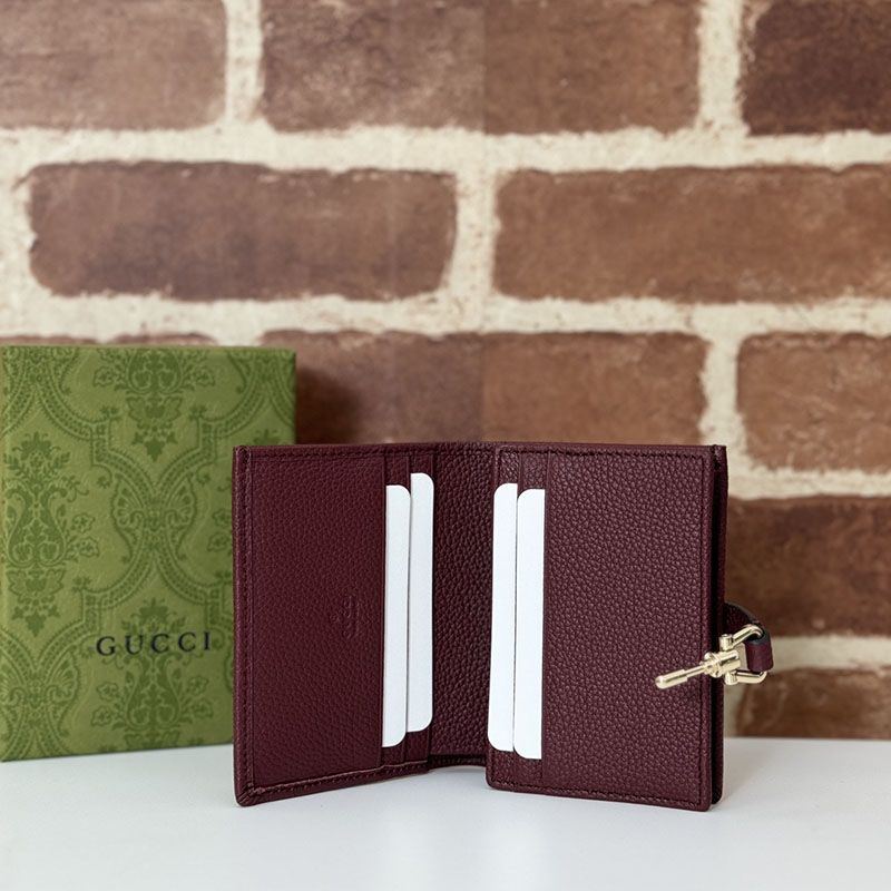 グッチ カードケース 小銭入れ グッチ ジャッキー 1961 カードケース ウォレット 645536 AABXM 6207 深い赤 ゴールド金具 - 画像 (2)