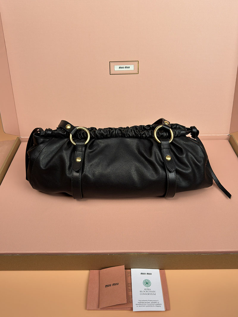 MiuMiu ジョワ ナッパレザー バッグ ブラック 5BG289_2CSW_F0002_V_MOO ゴールド金具 今流行りのバック ブランド - 画像 (8)