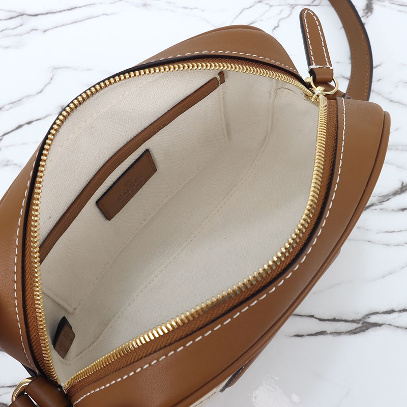 レディース グッチ ミニバッグ 人気 グッチ ブロンディ ミニ ショルダーバッグ 820429 HAAKG 9755 ベージュ&ダークブラウン ゴールド金具 - 画像 (2)