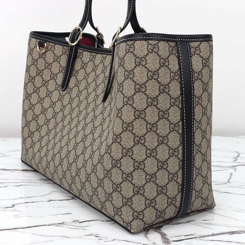 GUCCI トートバッグ ベージュ/ブラック グッチ GUCCI GGスプリーム ベージュ ダークブラウン 茶 PU