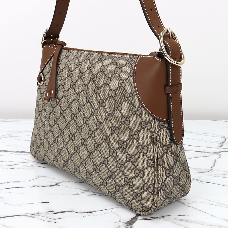 レディース これから 流行る バッグ グッチ GGエンブレム ミディアム ショルダーバッグ 815216 FAD6L 9758 ベージュ&ダークブラウン - 画像 (5)