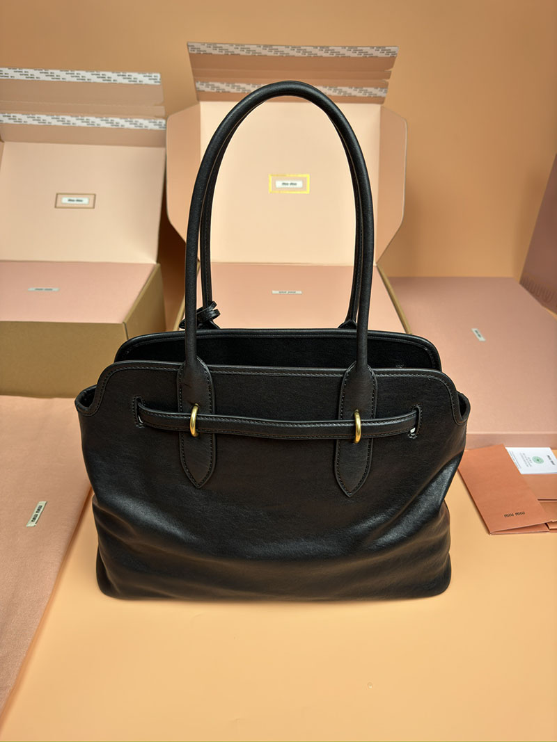 MiuMiu アバンチュール ナッパレザー バッグ ブラック 5BG291_2BBL_F0002_V_OON ゴールド金具 ブランドバッグ アウトレット 店舗 - 画像 (8)