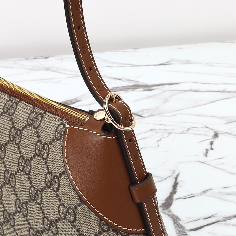 グッチ ショルダーバッグ 斜めがけ アウトレット グッチ GGエンブレム スモール ショルダーバッグ 815218 FAEAA 9762 ベージュ&ダークブラウン - 画像 (5)