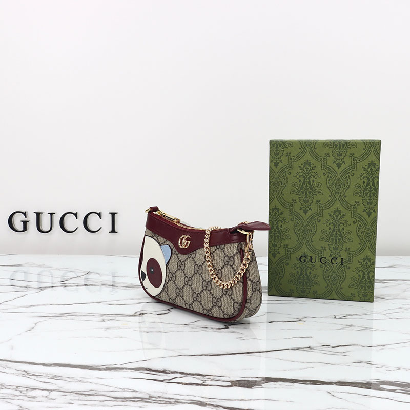 グッチ パンダ ディテール GG ミニバッグ 818763 FAEEO 8575 ベージュ&ダークブラウン ミニバッグ 流行り いつまで - 画像 (9)