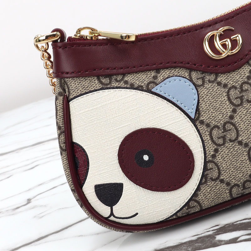 グッチ パンダ ディテール GG ミニバッグ 818763 FAEEO 8575 ベージュ&ダークブラウン ミニバッグ 流行り いつまで - 画像 (6)