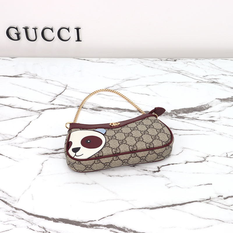 グッチ パンダ ディテール GG ミニバッグ 818763 FAEEO 8575 ベージュ&ダークブラウン ミニバッグ 流行り いつまで - 画像 (3)