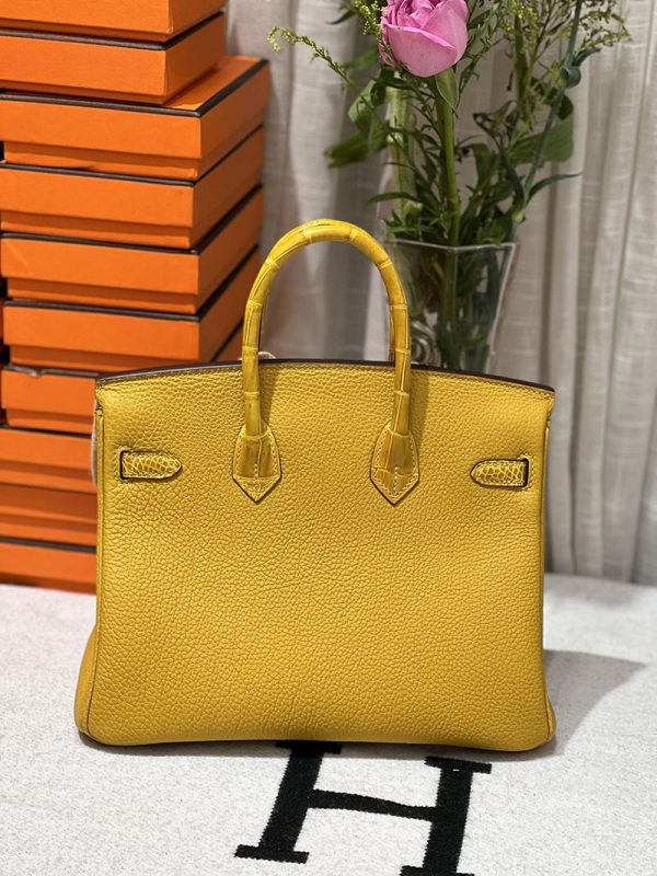 HERMES エルメス バーキン25 タッチ ジョーヌアンブル トゴ/クロコダイル アリゲーターマット シルバー金具 2513538 バーキン クロコ 25 定価 - 画像 (7)