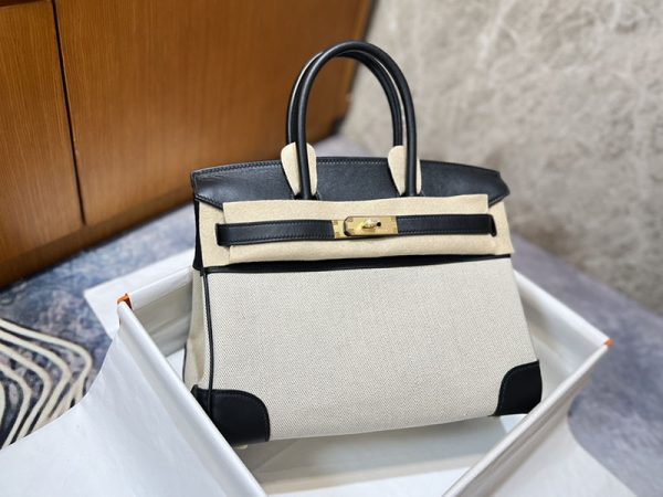 エルメス HERMES バーキン30 黒 ブラック スイフト/トワルアッシュ ゴールド金具 2513547 バーキン トワルアッシュ 定価 - 画像 (9)