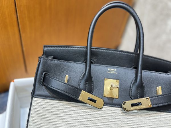 エルメス HERMES バーキン30 黒 ブラック スイフト/トワルアッシュ ゴールド金具 2513547 バーキン トワルアッシュ 定価 - 画像 (7)