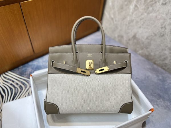 エルメス HERMES バーキン30 エトゥープ スイフト/トワルアッシュ ゴールド金具 2513548 バーキン トワルアッシュ 定価 - 画像 (8)