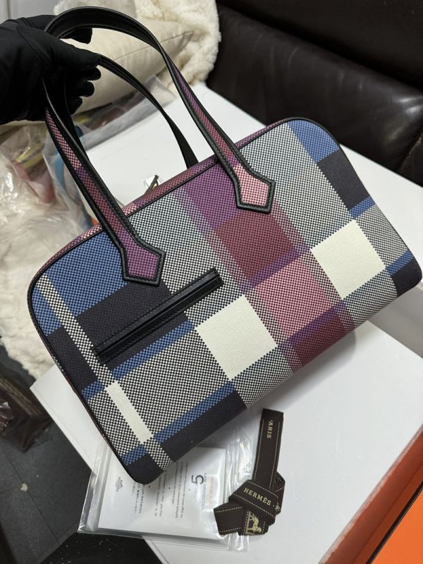 エルメス プリュム 35 HERMES ハンドバッグ マルチカラー トワルアッシュ シルバー金具 2513788 ハンドバッグ 人気 - 画像 (6)