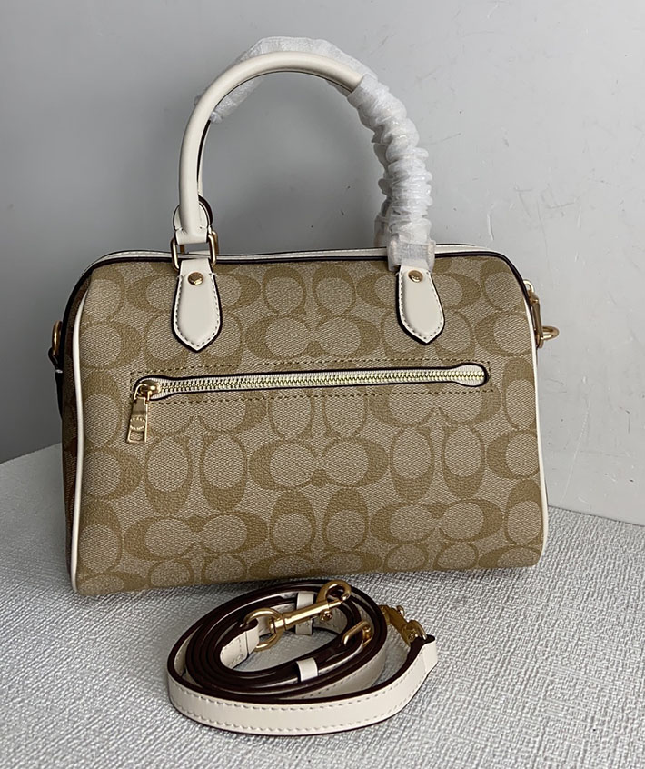 コーチ ローアン サッチェル・ブロックド シグネチャー キャンバス CH486 IMXDM サンド/チョーク ゴールド金具 コーチ ボストンバッグ アウトレット - 画像 (7)