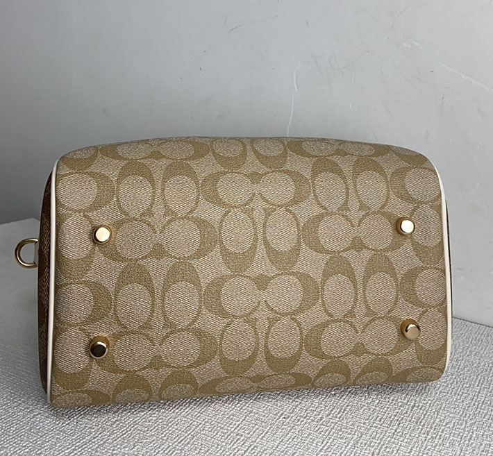 コーチ ローアン サッチェル・ブロックド シグネチャー キャンバス CH486 IMXDM サンド/チョーク ゴールド金具 コーチ ボストンバッグ アウトレット - 画像 (4)