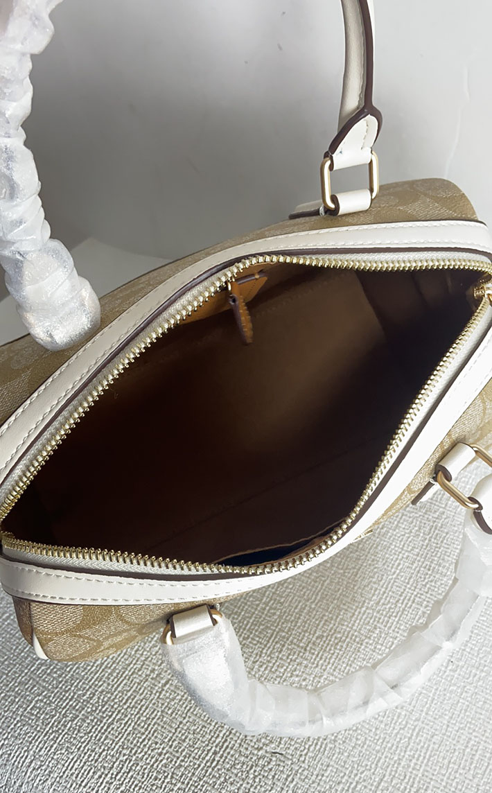 コーチ ローアン サッチェル・ブロックド シグネチャー キャンバス CH486 IMXDM サンド/チョーク ゴールド金具 コーチ ボストンバッグ アウトレット - 画像 (3)