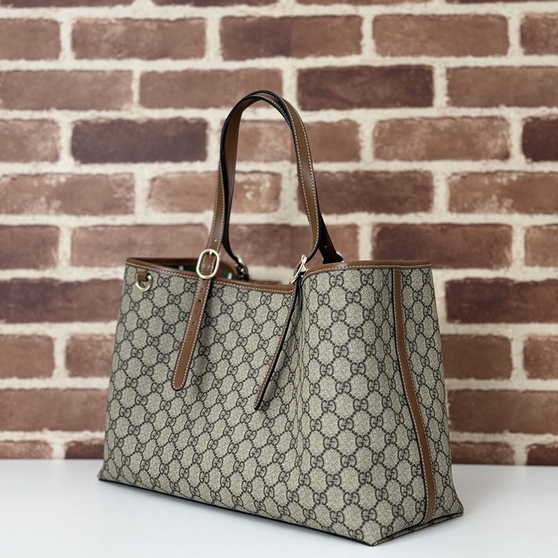 グッチ バッグ 未使用品 GUCCI GGエンブレム ミディアム トートバッグ 815213 FAD6L 9758 ベージュ/ブラウン 芸能人 トートバッグ レディース - 画像 (9)