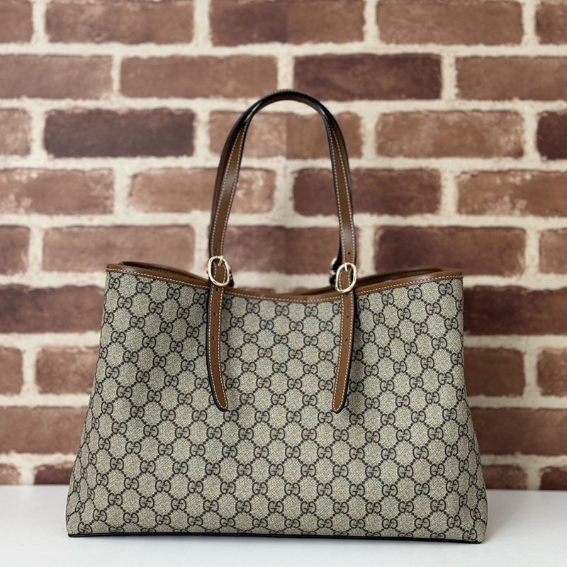 グッチ バッグ 未使用品 GUCCI GGエンブレム ミディアム トートバッグ 815213 FAD6L 9758 ベージュ/ブラウン 芸能人 トートバッグ レディース - 画像 (8)