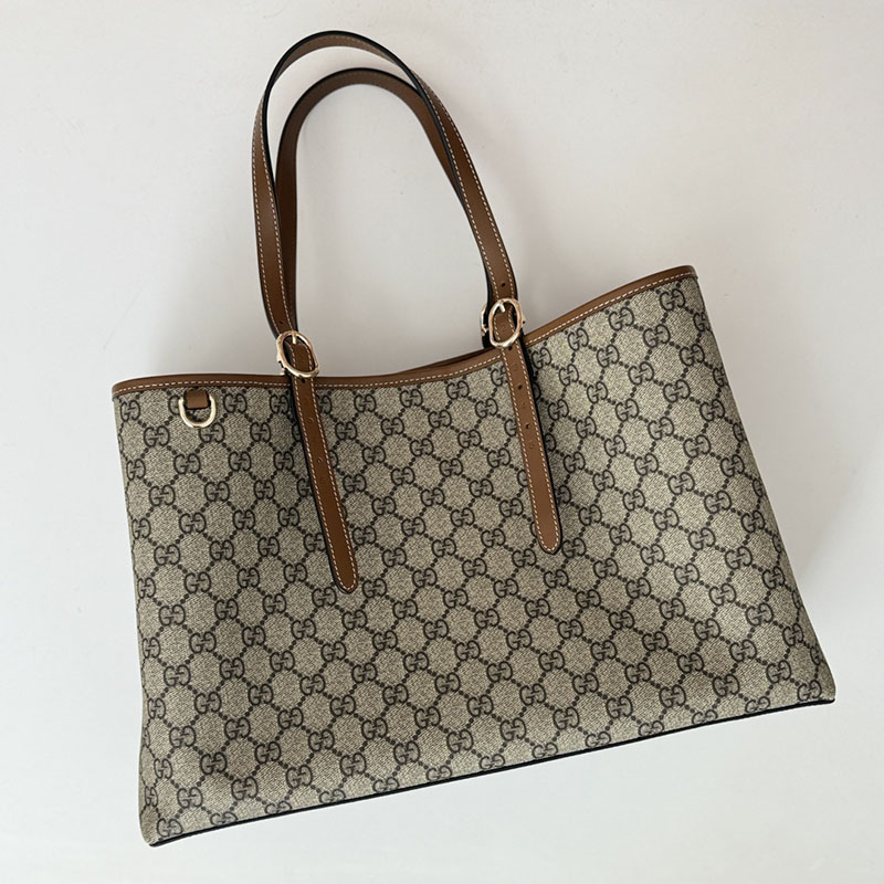 グッチ バッグ 未使用品 GUCCI GGエンブレム ミディアム トートバッグ 815213 FAD6L 9758 ベージュ/ブラウン 芸能人 トートバッグ レディース - 画像 (6)