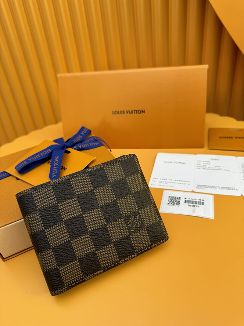 並行輸入品 ルイヴィトン ポルトフォイユ・ミュルティプル N60895 RFID モノグラム・キャンバス ブラウン 財布 メンズ 二つ折り 小銭入れあり - 画像 (9)