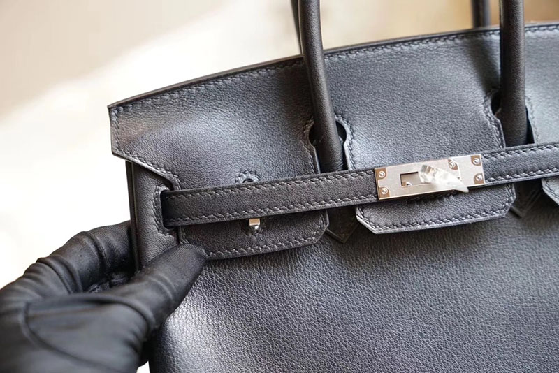 人気色 H品 エルメス バーキン25 黒 ブラック スイフト シルバー金具 2517827 バーキン25 スイフト 定価 - 画像 (4)