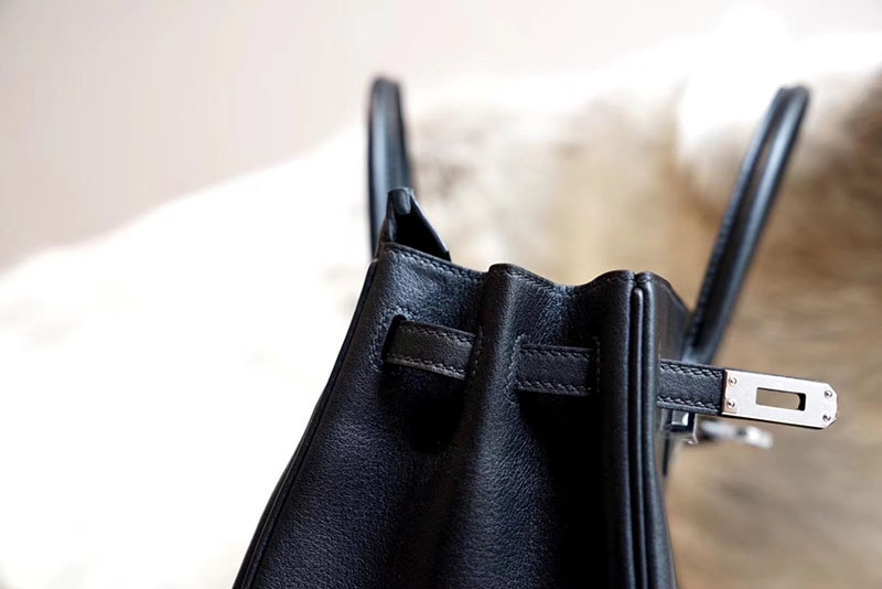 人気色 H品 エルメス バーキン25 黒 ブラック スイフト シルバー金具 2517827 バーキン25 スイフト 定価 - 画像 (3)