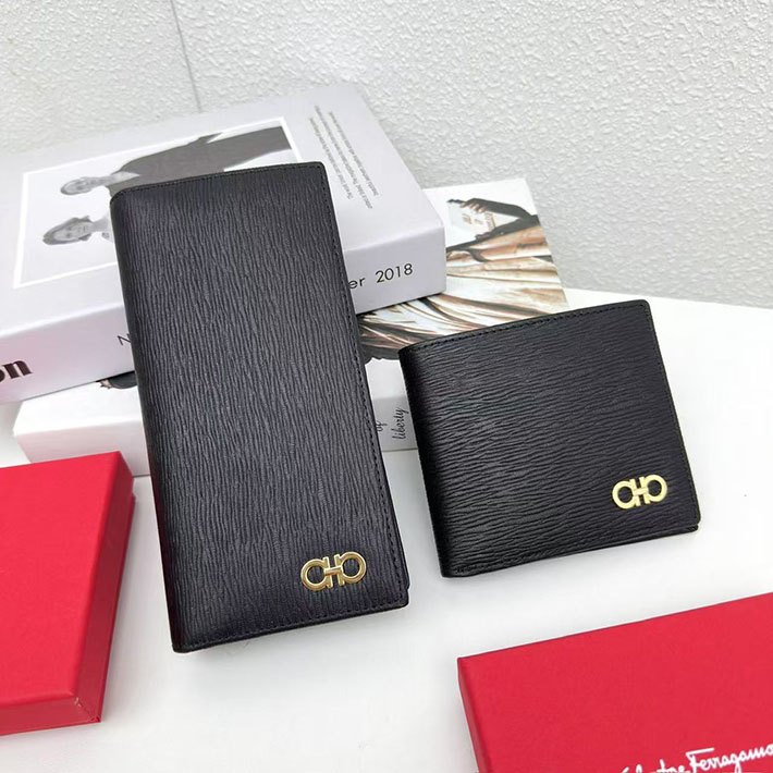 FERRAGAMO 新作財布 フェラガモ ガンチーニ 長財布 リバイバル ダブル ガンチーニ ブラック ゴールド金具 66A069 686018 - 画像 (9)