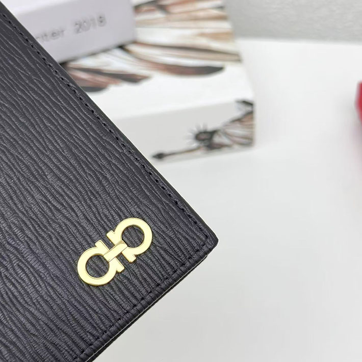 FERRAGAMO 新作財布 フェラガモ ガンチーニ 長財布 リバイバル ダブル ガンチーニ ブラック ゴールド金具 66A069 686018 - 画像 (2)