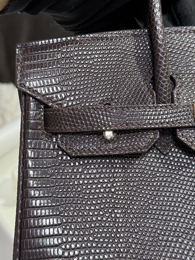 エルメス HERMES バーキン25 エベンヌ リザード ゴールド金具 2520763 バーキン リザード 定価 - 画像 (3)