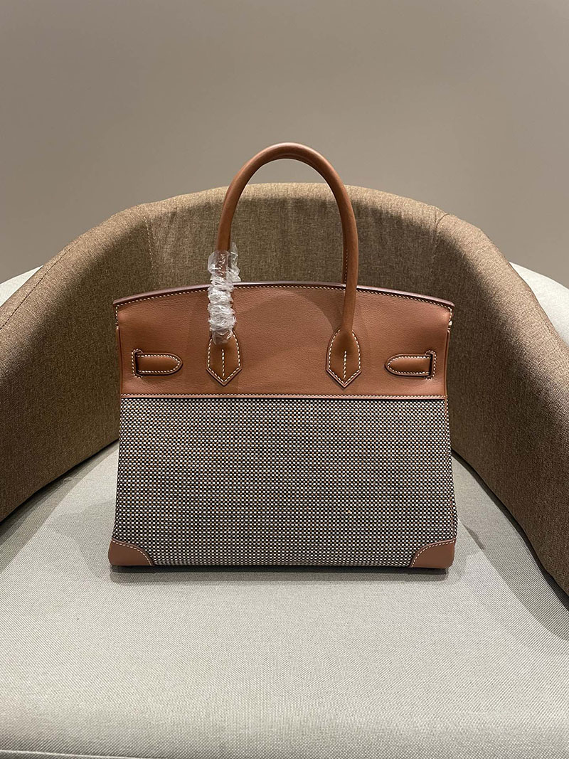 HERMES エルメス バーキン25 ゴールド トワルキャドリーユ×スイフト ゴールド金具 2520786 バーキン風バッグ 本革 - 画像 (6)