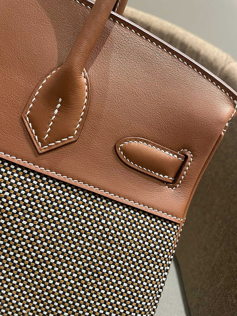 HERMES エルメス バーキン25 ゴールド トワルキャドリーユ×スイフト ゴールド金具 2520786 バーキン風バッグ 本革 - 画像 (5)