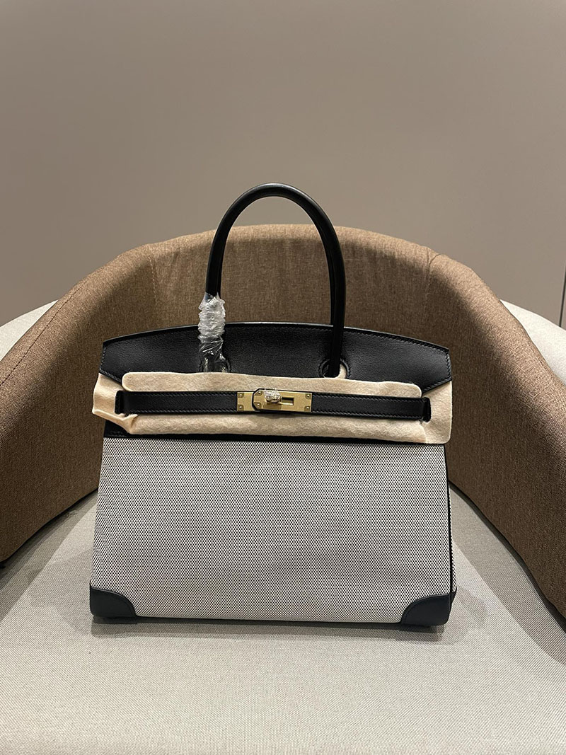 HERMES エルメス バーキン25 黒 ブラック トワルキャドリーユ×スイフト ゴールド金具 2520788 レディース バーキン 値段 新品 - 画像 (9)