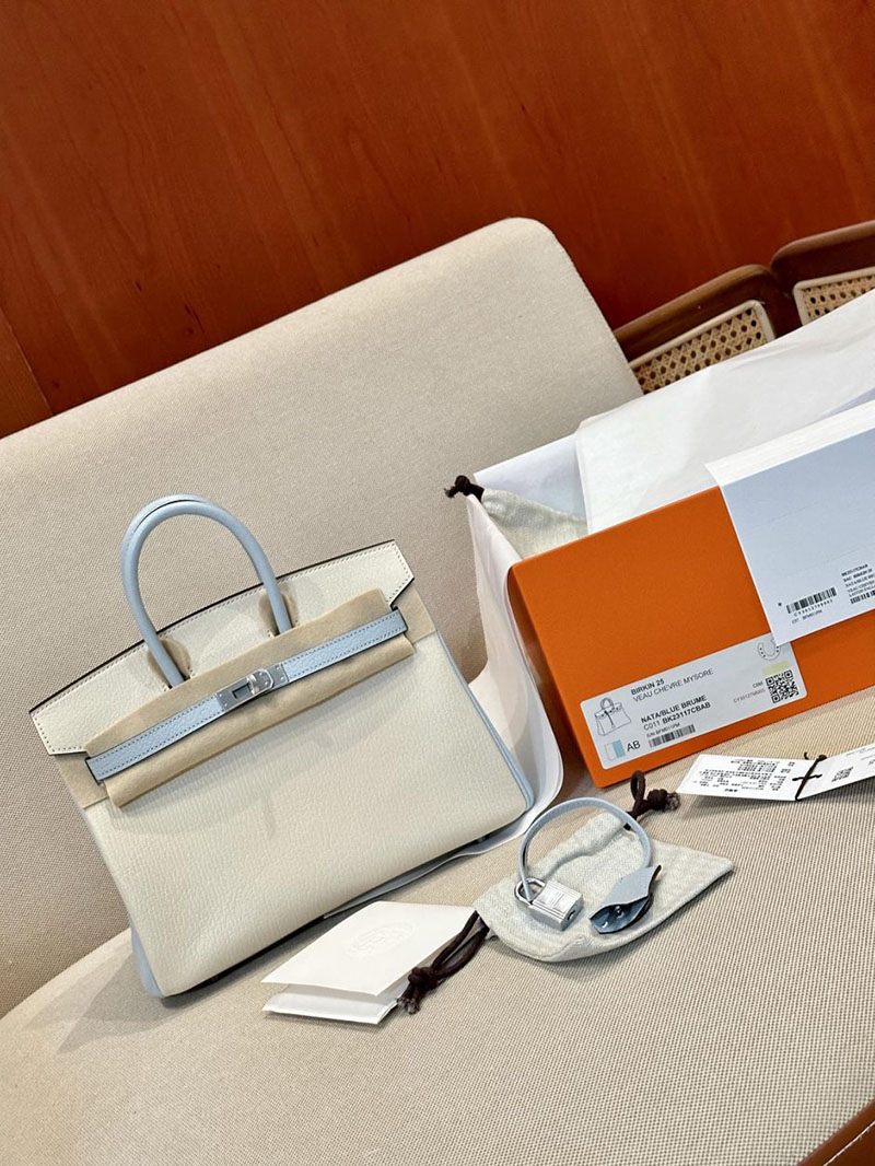 エルメス アウトレット 店舗 HERMES バーキン25 ナタ/ブルーブリュム シェブルミゾル シルバー金具 2520844 エルメスバーキン専門店 - 画像 (10)