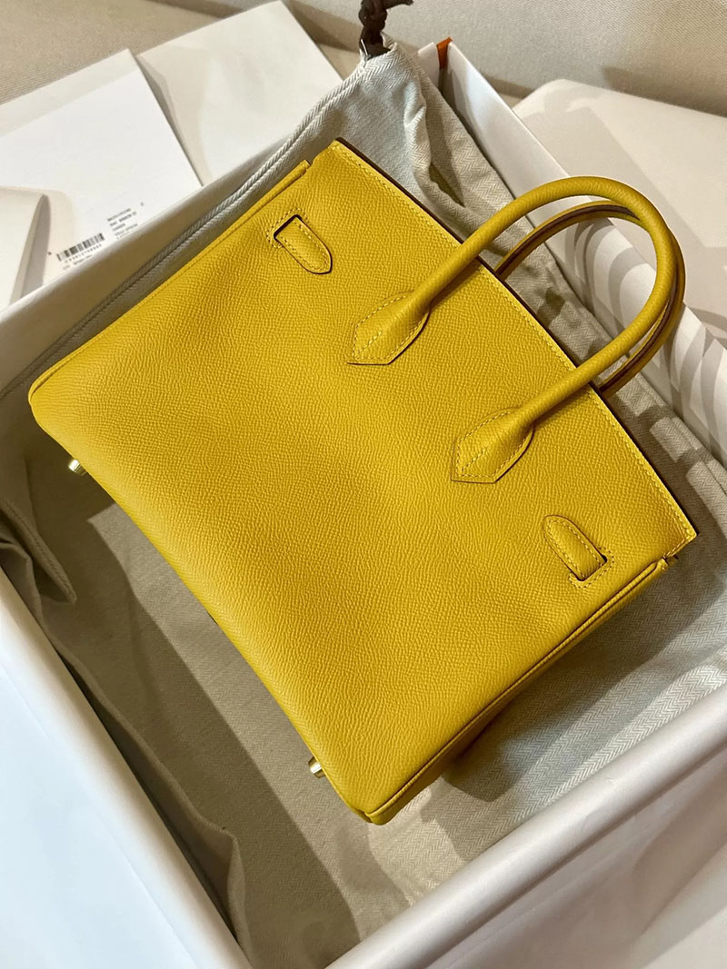 エルメス アウトレット 店舗 HERMES バーキン25 ジョーヌアンブル ヴォーエプソン ゴールド金具 2520865 エルメス バーキン25 定価 - 画像 (6)