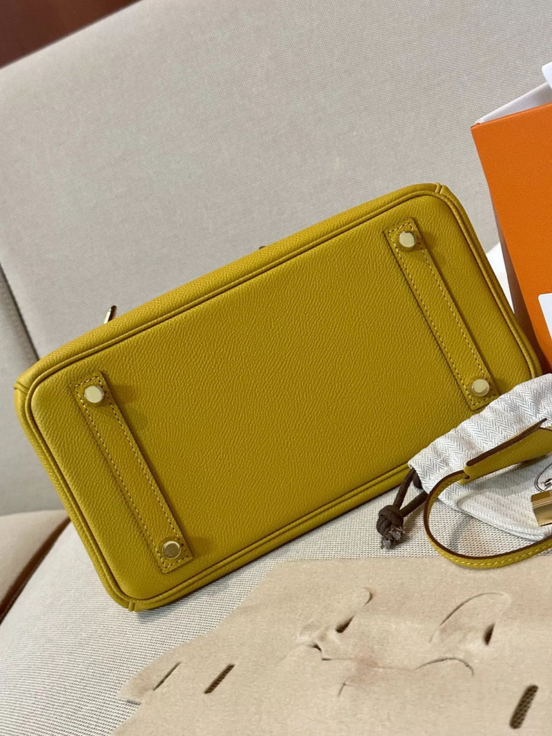 エルメス アウトレット 店舗 HERMES バーキン25 ジョーヌアンブル ヴォーエプソン ゴールド金具 2520865 エルメス バーキン25 定価 - 画像 (5)